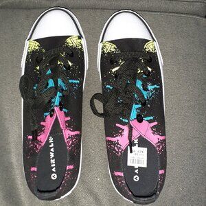 Vintage NWT Airwalk Legacee sneakers women's size 10 black paint splatter